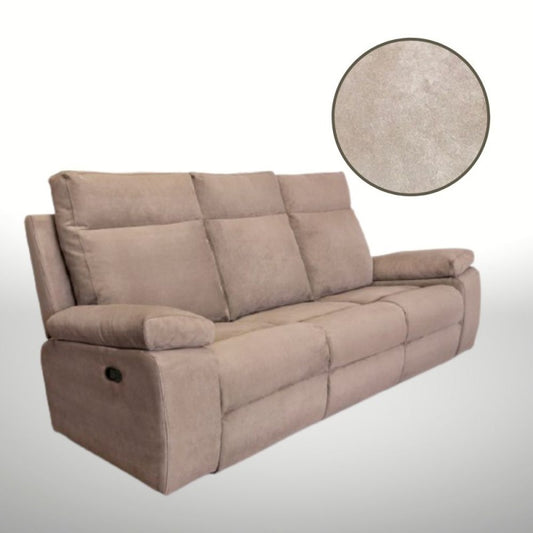 DIVANO MILANO 3 POSTI 2 RECLINER MANUALI BEIGE