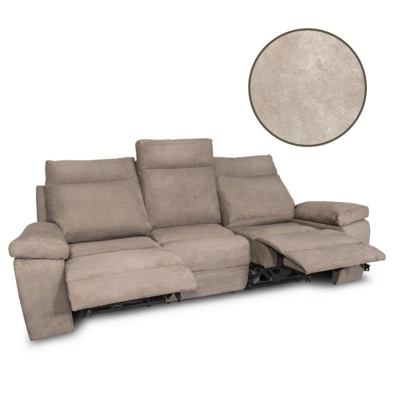 DIVANO MILANO 3 POSTI 2 RECLINER MANUALI BEIGE