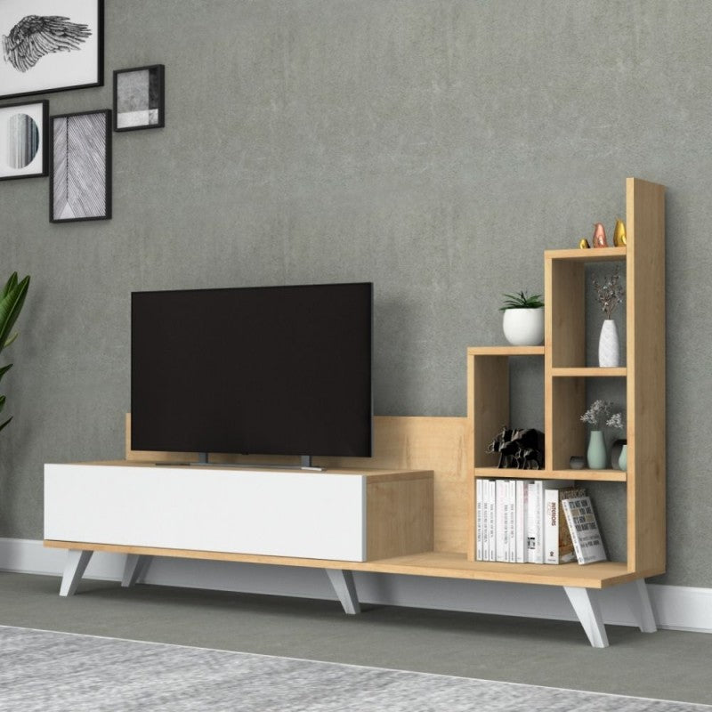 MOBILE PORTA TV CON LIBRERIA BINGO ROVERE 160 CM.