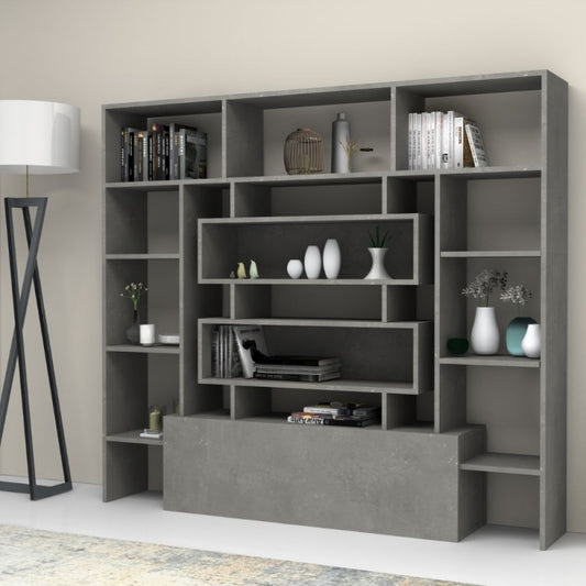 PARETE ATTREZZATA LIBRERIA ARIELA BETON 180X160 CM