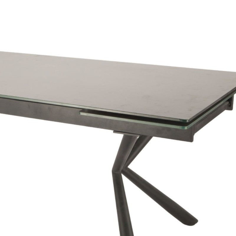 Tavolo allungabile Narew 180x90 piano vetro effetto ceramica grigio